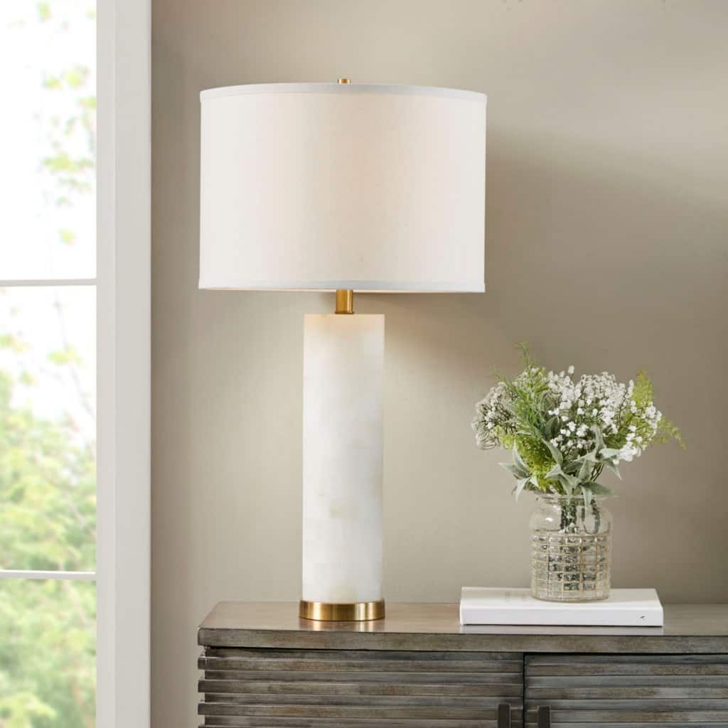 30" Alabaster White Farmhouse Table Lamp