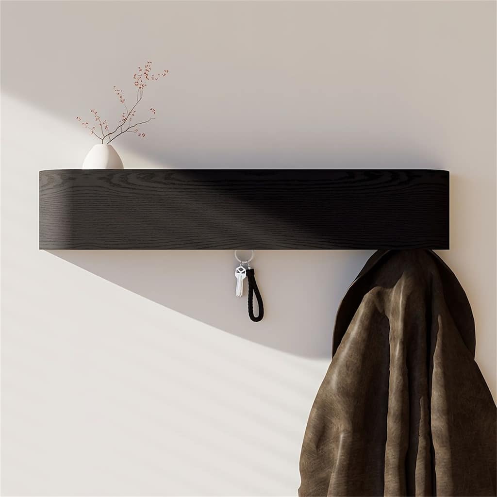 Solid Wood Wall-Mounted Coat Rack with Hooks