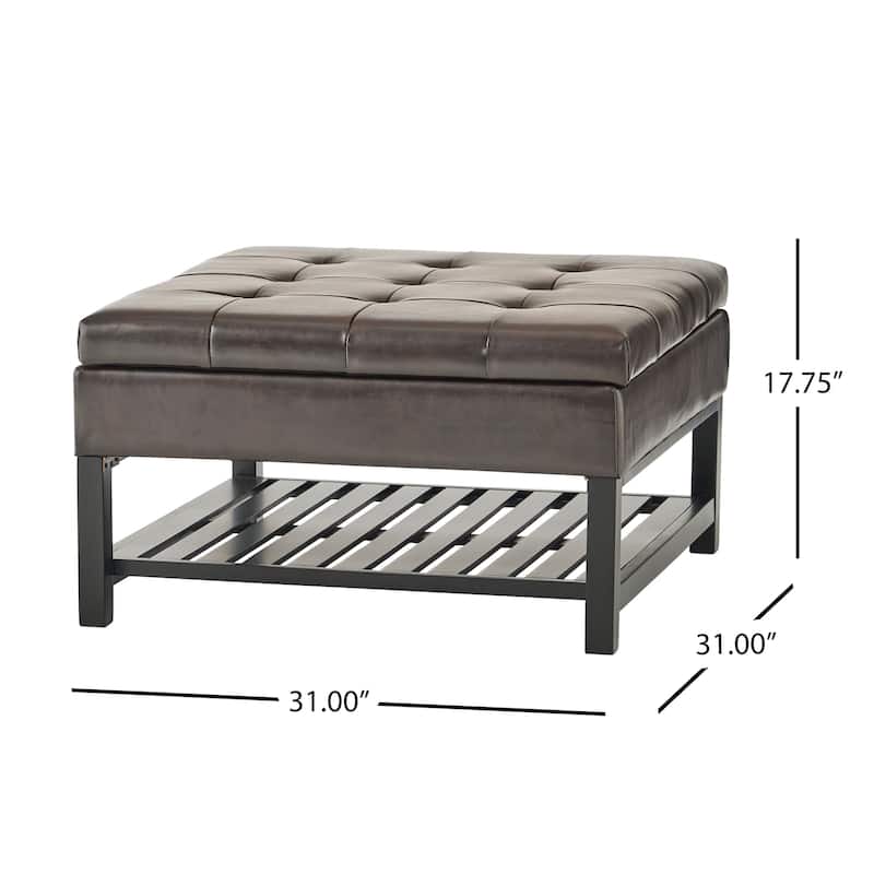 Storage Ottoman Coffee Table,Square Ottoman with Storage and Bottom Rack