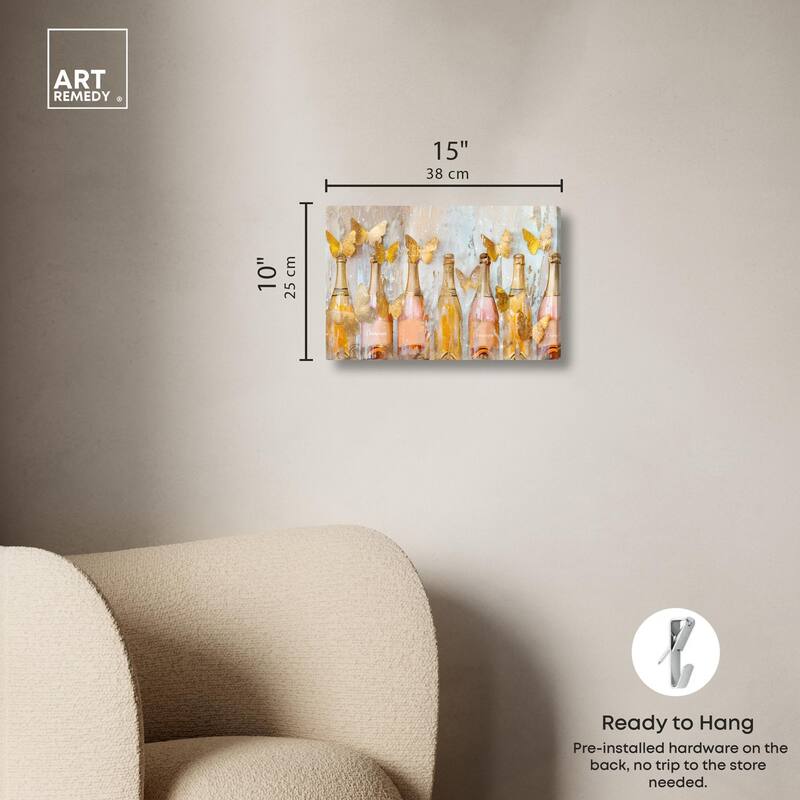 Golden Bright Campagne Line Canvas by Art Remedy, Gallery Wrapped