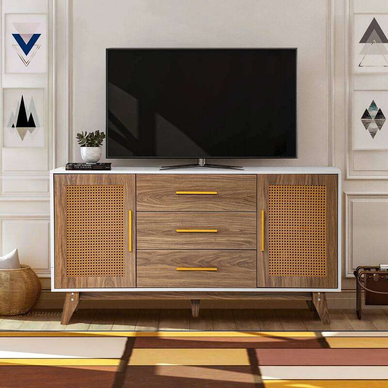 59 inch rattan storage cabinet