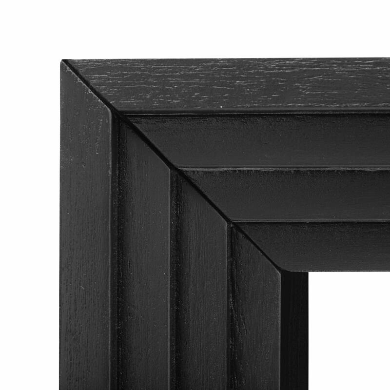 Modern Curved Waterfall Style Console Table with Wood Beaded Trim, for Entryway, Hallway, Living Room Foyer, Corridor, Black
