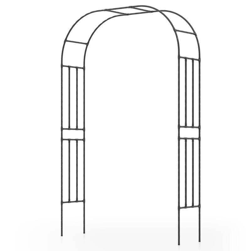 Gymax 95'' Garden Arch Trellis w/PE Wrapped Metal Pipes Ground Stakes - Black