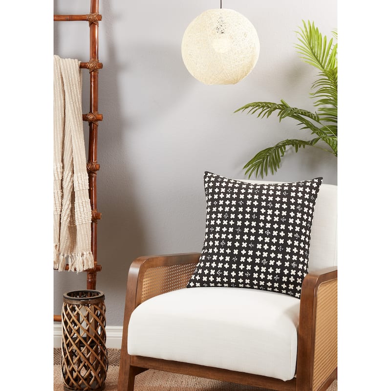 Embroidered Crosses Design Throw Pillow