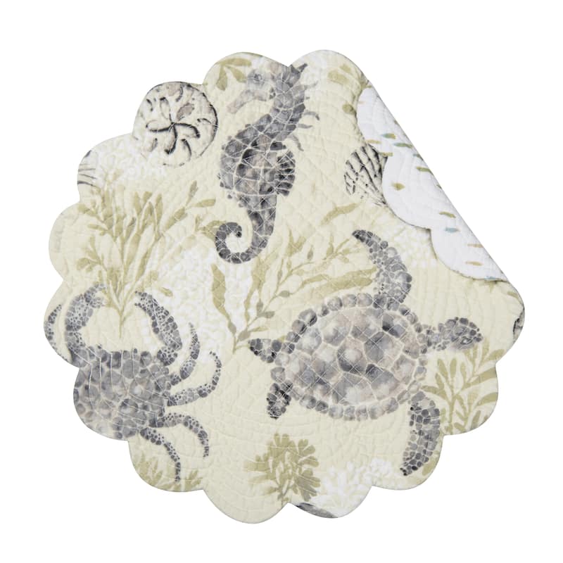 Cannon Beach Round Placemats Set of 6, 17" - IVory