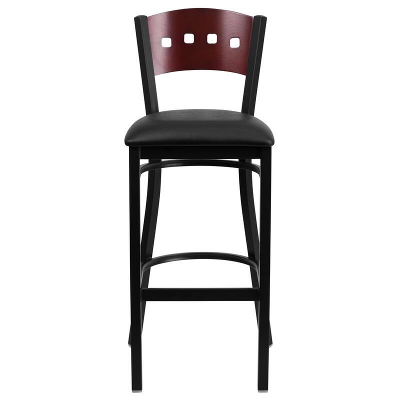 Decorative 4 Square Back Metal Restaurant Barstool - 19.75"W x 20"D x 43"H - 19.75"W x 20"D x 43"H