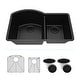 preview thumbnail 8 of 11, Lexicon Platinum Quartz 32 Inch 70/30 Double Bowl Kitchen Sink with Bottom Grids and Strainers and Disposal Flange
