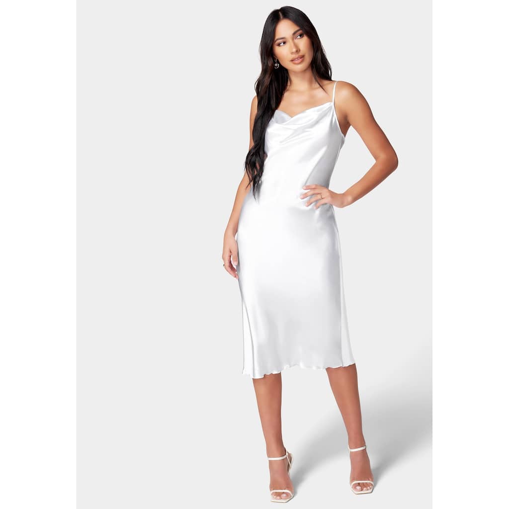 Bebe Satin Midi Slip Dress