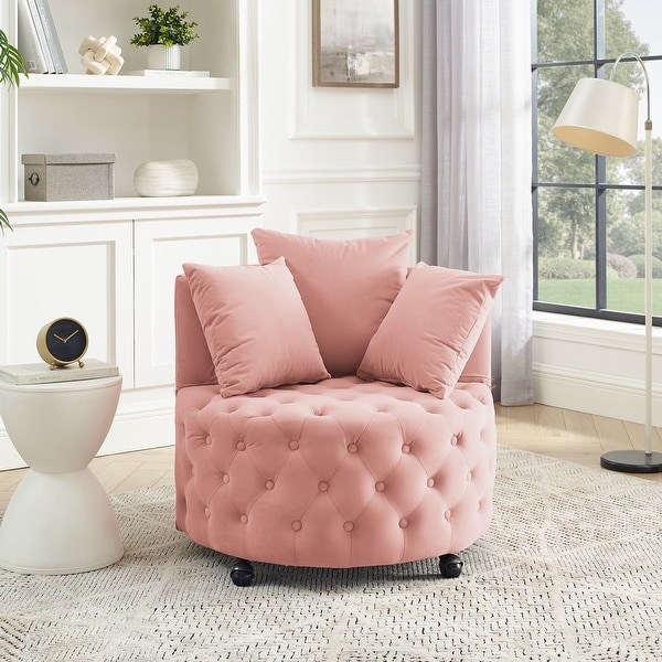 Pink tufted armchair discount