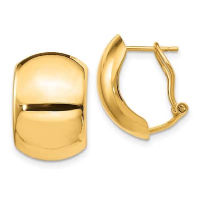 Curata 14k Yellow Gold Polished Omega Back Earrings - 17.46x11.94mm