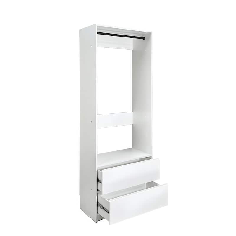 Prosper 32" White Wood Walk-in Closet with Two Rods - 31.4"W x 15.7"D x 83" H