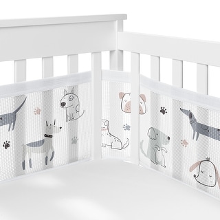 Sweet Jojo Designs + BreathableBaby Breathable Mesh Crib Liner Pad Dog Boy, Girl, Unisex/Gender Neutral -Modern Puppy Watercolor