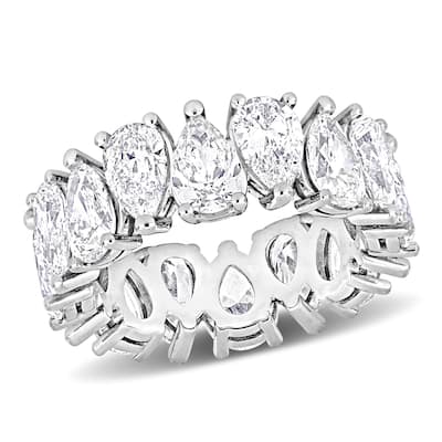 Miadora 8ct TDW Pear-Shape Diamond Eternity Ring in White Platinum