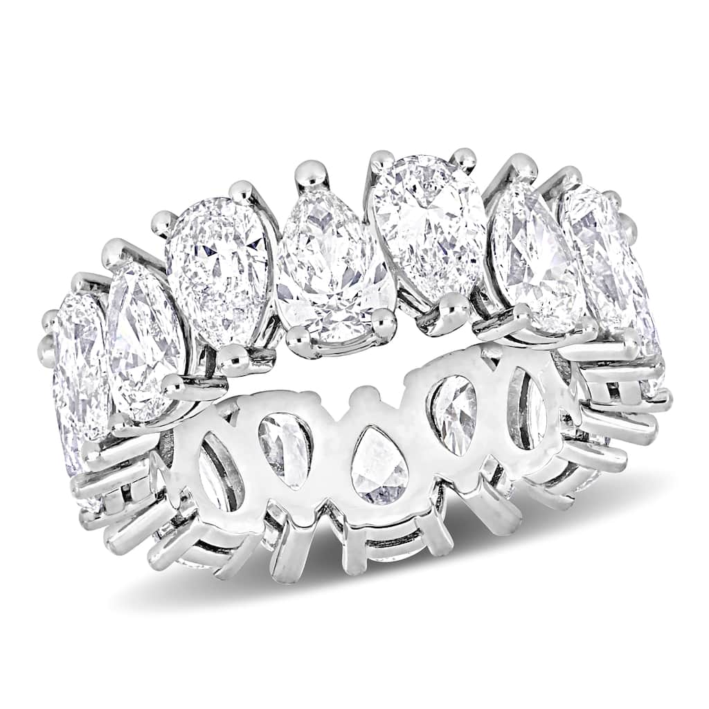 Miadora 8ct TDW Pear-Shape Diamond Eternity Ring in White Platinum