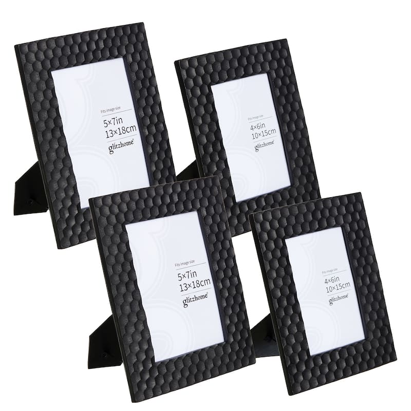 Glitzhome Set of 2 Modern Gold Resin Wall or Tabletop Picture Frames 4x6 & 5x7 - 4PK Black-4x6 & 5x7