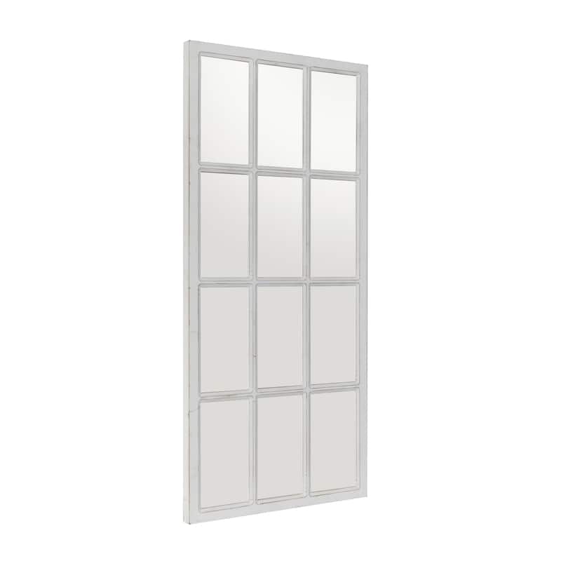 White Wood Window Pane Inspired Room Wall Mirror - 22"W, 48"H