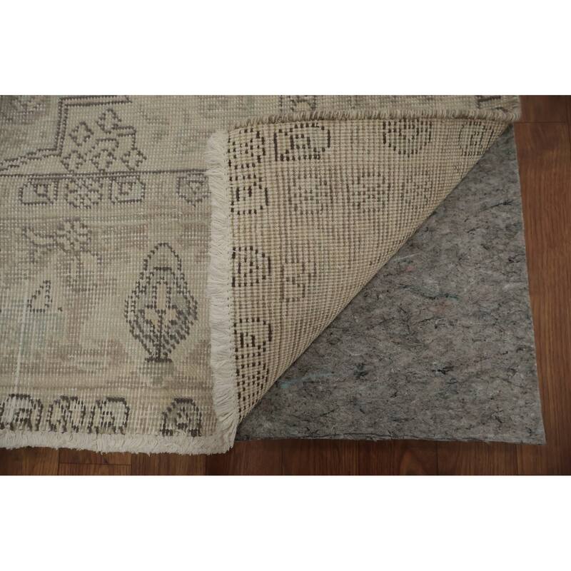 Hand Knotted Oriental 100% Wool Carpet Traditional Medallion Beige & Ivories Tabriz Area Rug - 9' 4'' X 6' 8''