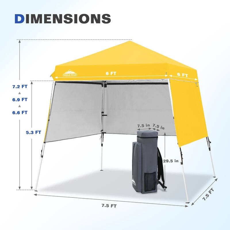 EAGLE PEAK Day Tripper 8x8 Aluminum Super-Lightweight Slant Leg Pop Up Canopy with 3 Removable Walls, Blue