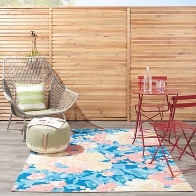 Waverly Sun N' Shade Botanical Floral Garden Farmhouse Indoor/Outdoor Area Rug