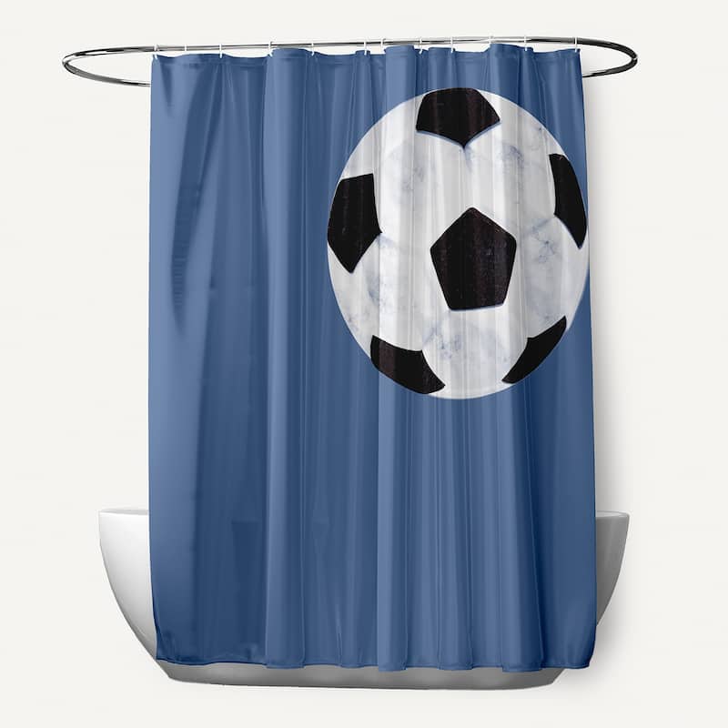 Soccer Ball Geometric Print Shower Curtain - Blue