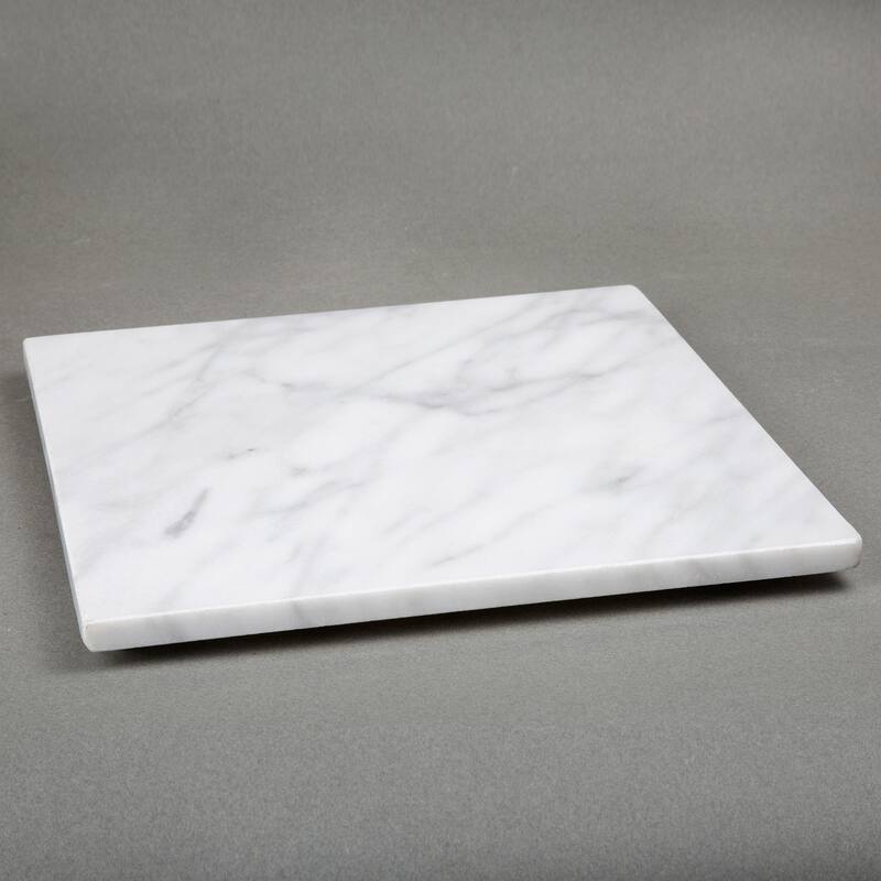 Creative Home Natural Marble 12" x 12" Square Cheese Board, Serving Platter, Baking Pastry Board, Off-White (pattern may vary)