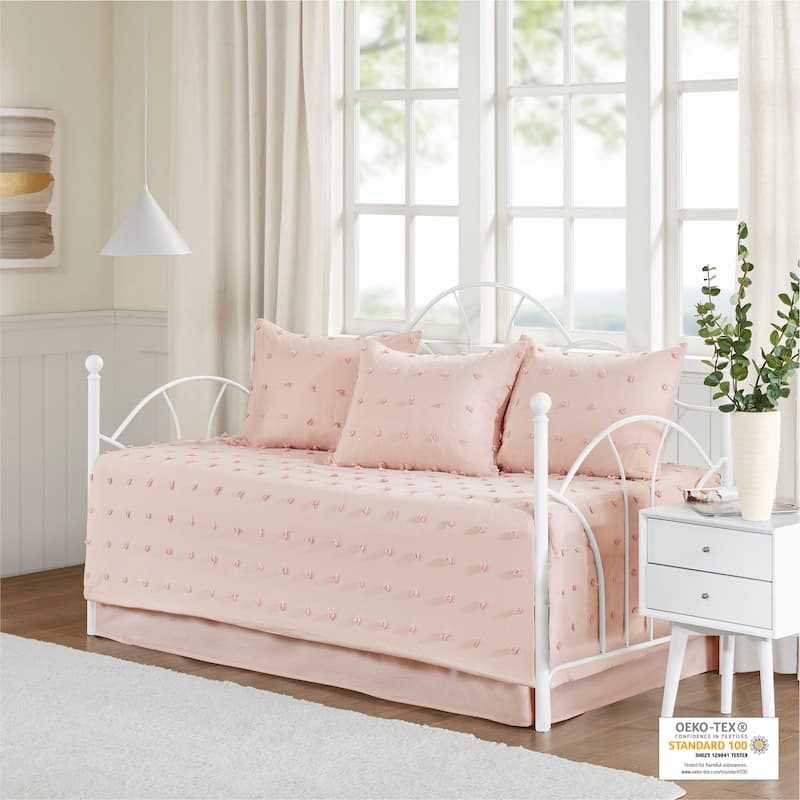 Intelligent Design Maize Cotton Jacquard 5pcs w/Chenille Dots Daybed Set