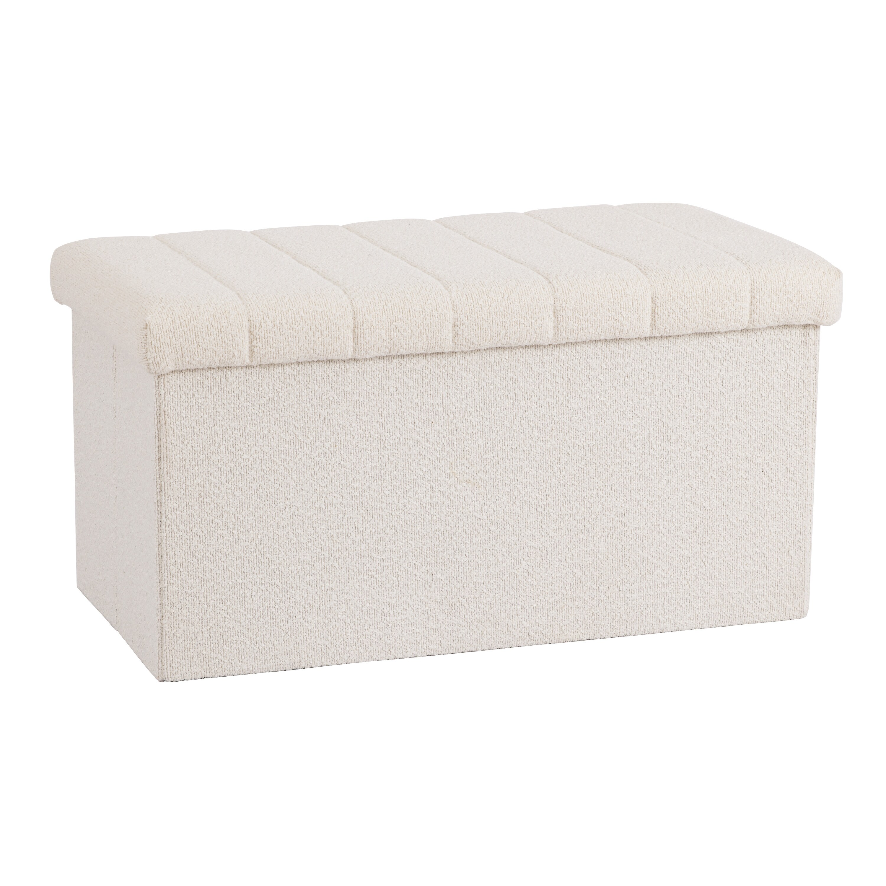 Seville Classics Storage Bench Ottoman, White Boucle - Bed