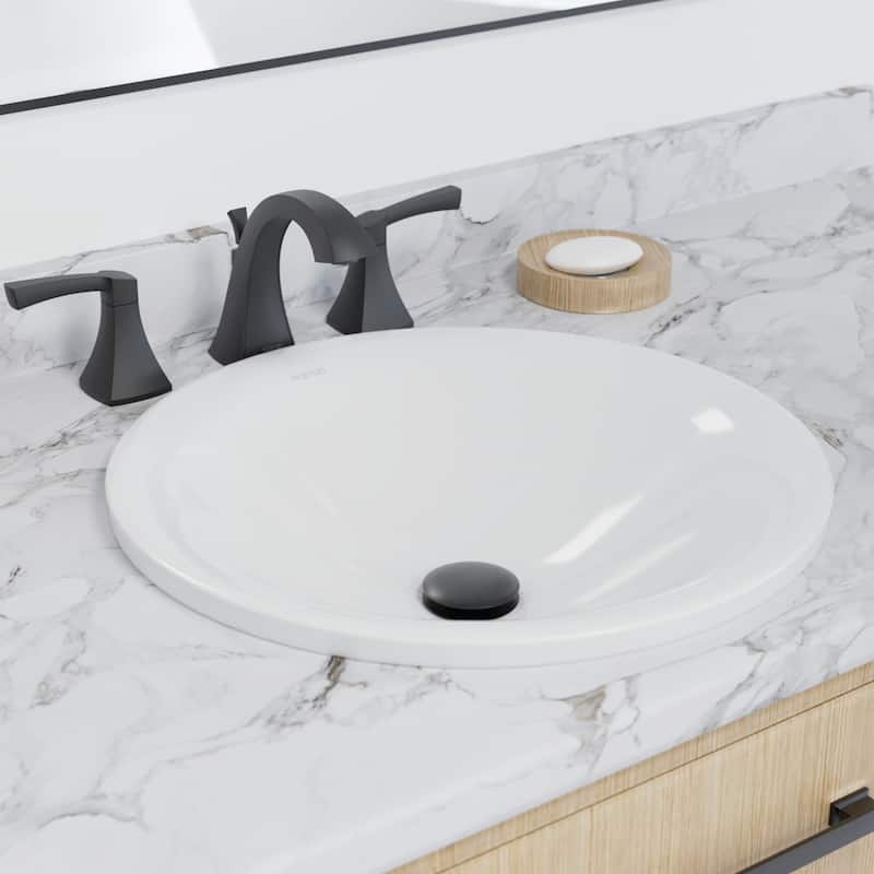 Karran Valera 18" Top Mount Vitreous China Bathroom Sink in White