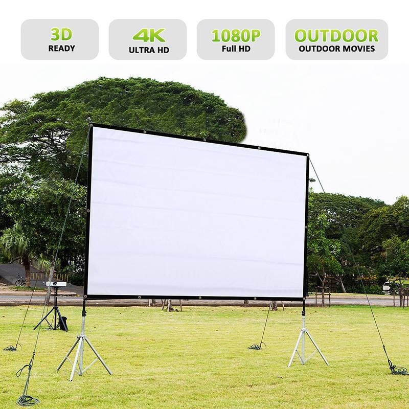 60"/72"/84"/100"/120" 16:9 Foldable Projection Projector Screen HD Movie Cinema 