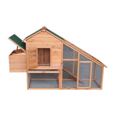 75" Waterproof Roof Two-tier Wooden Chicken Coop Rabbit Poultry Cage Habitat with Egg Case & Tray