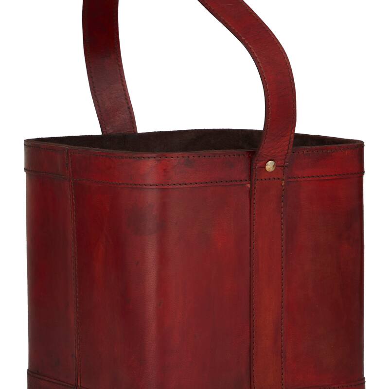 Sleek Leather 4-Bottle Wine Holder with Carrying Handle - Dark Blue, Brown, Red