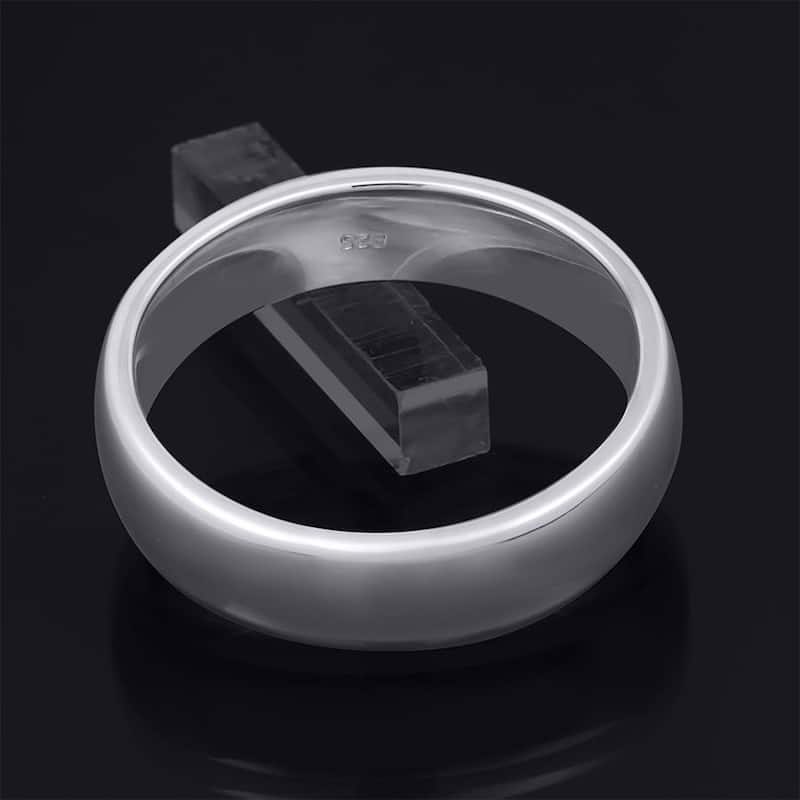 Men's 4.5mm Solid Sterling Silver Platinum Finish Comfort Fit Ring