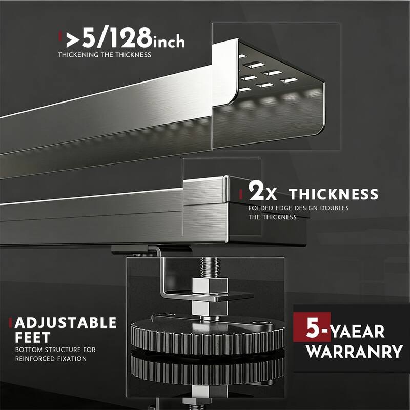 12-Inch Linear Shower Floor Drain, Square Hole Grate - 12 inch