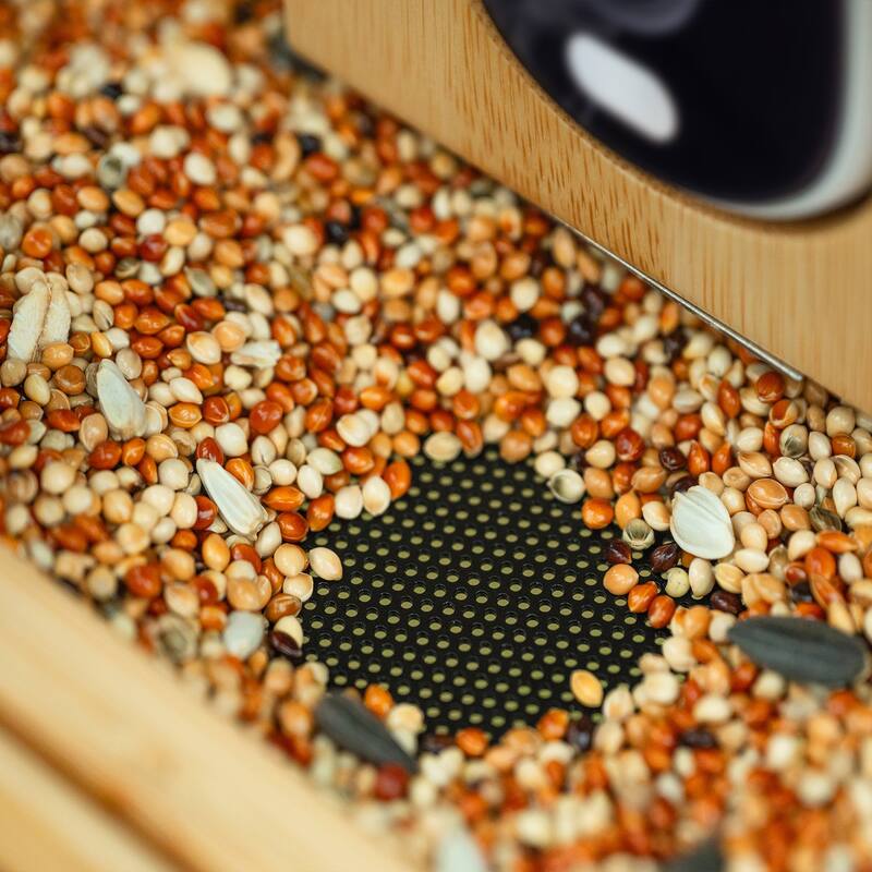 Smart Solar Bamboo Bird Feeder with Camera and AI Identify Bird Species - 9.8" W x 9.57" D x 7.87" H