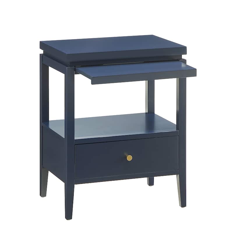 Modern Nightstand with Drawer and Floating Shelf Tapered Legs Design