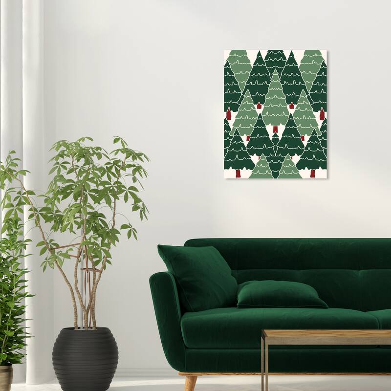 Wynwood Studio Canvas Floral and Botanical Christmas Pine Forest Green Modern & Contemporary Wall Art Canvas Print - 20 x 24