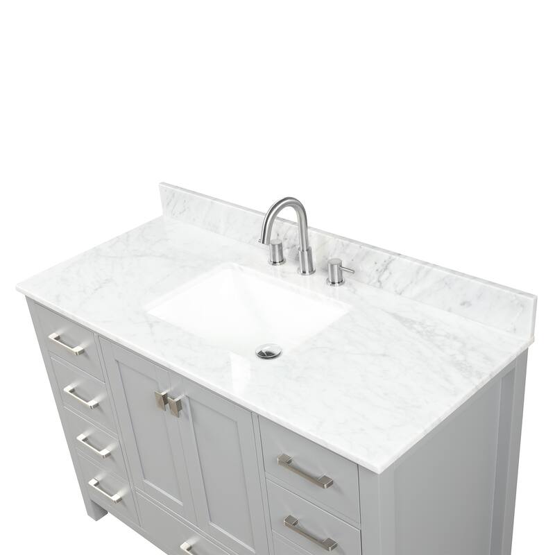 Blossom Geneva 48 Inch Bathroom Vanity with Marble Top, Sink & Mirror