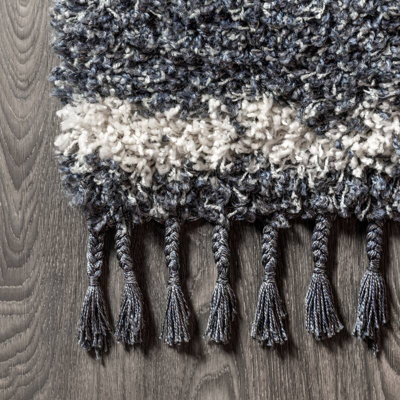 JONATHAN Y Modern Shag Plush Tassel Moroccan Tribal Geometric Trellis Area Rug