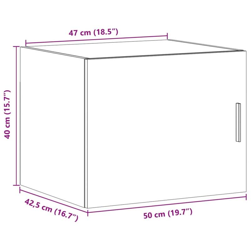 vidaXL Wall Cabinet Grey Sonoma Engineered wood Medium Reversible - 16.7 x 19.7 x 15.7 in