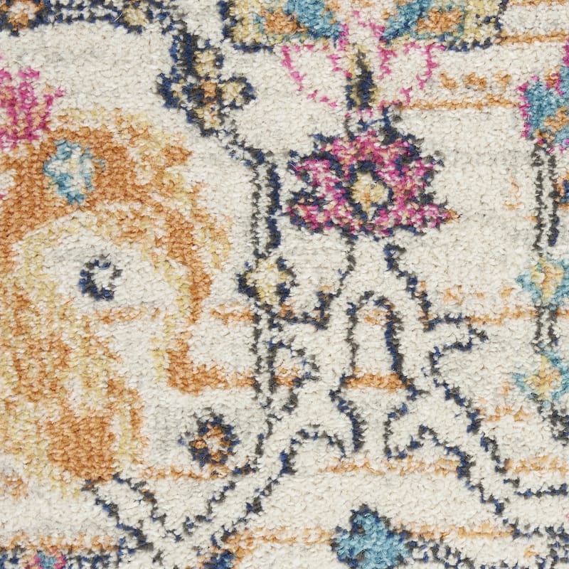 Caki Power Loomed Geometric Floral Area Rug By HomeRoots - 8' Round