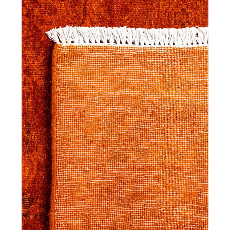 Overdyed One-of-a-Kind Hand-Knotted Area Rug - Orange - 4' 0" x 6' 3"