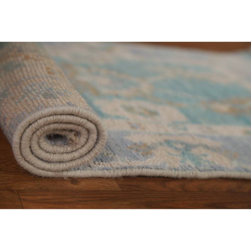 Traditional Oushak Turkish Oriental Rug Wool Hand-knotted Foyer Carpet - 2'0" x 4'0"