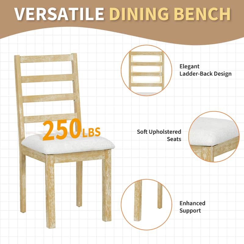 Farmhouse 6-Piece Extendable Dining Table Set with Removable Leaf and Versatile Dining Bench