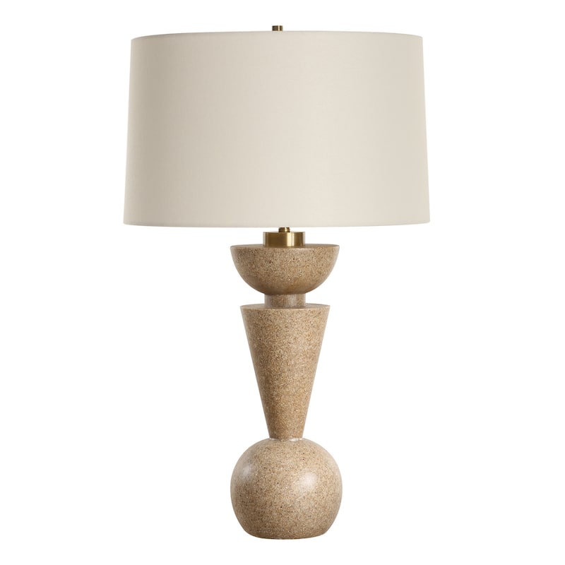 Geometric Table Lamp with Tapered Shade - 28.25" - Antique Brass Finish