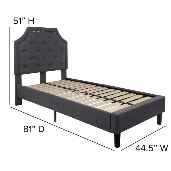 dimension image slide 14 of 20, Tufted Platform Bed with 10 Inch Pocket Spring Mattress