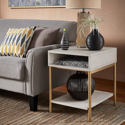 Elio Two-Tone Rectangular End Table with USB Port by iNSPIRE Q Modern - End Table