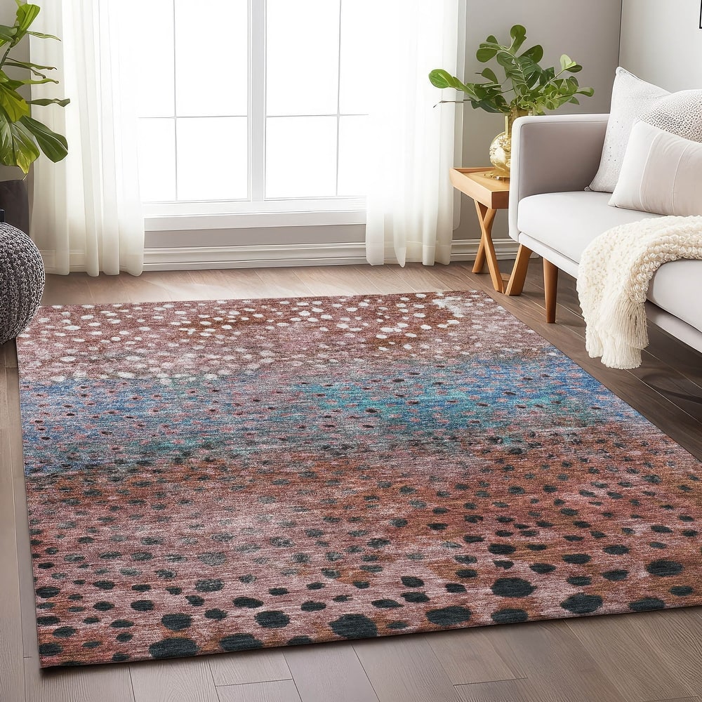 Machine Washable Indoor/ Outdoor Abstract Modern Chantille Rug