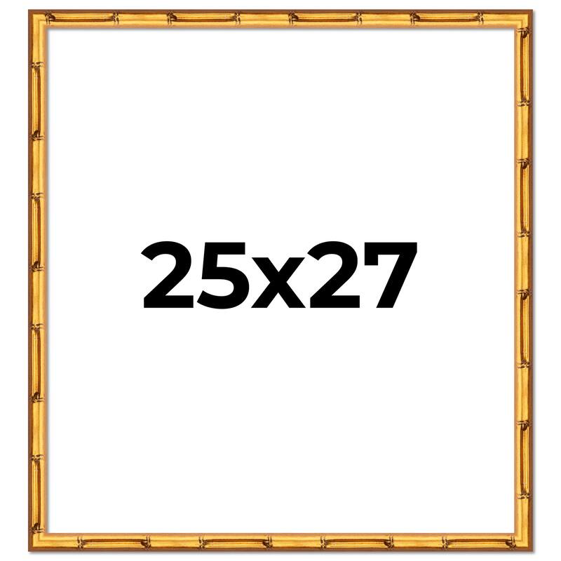 25x27 Frame Gold Bamboo Picture Frame Modern Photo Frame Includes UV Acrylic Shatter Guard Front Acid Free Foam Backing Board