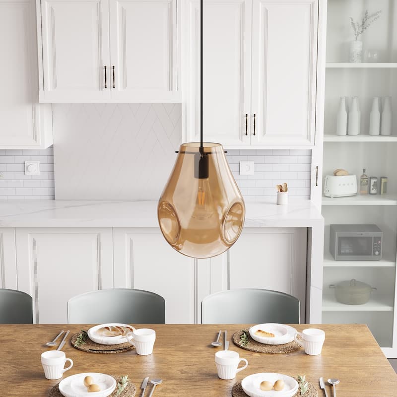 Farmhouse 1-Light Art Glass Kitchen Island Pendant Lighting Fixture