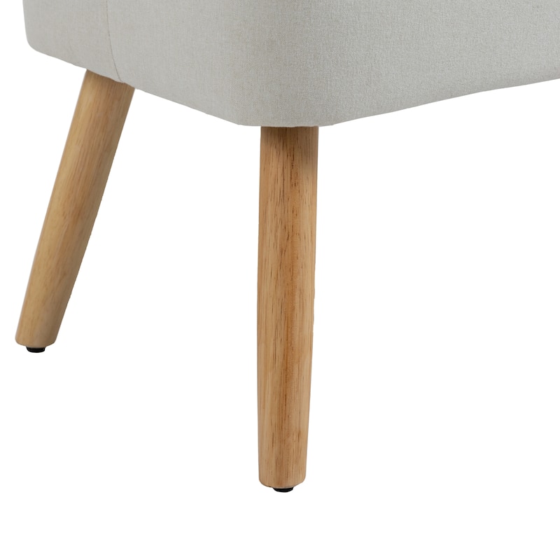 Upholstered Storage Ottoman Bench with Wood Legs